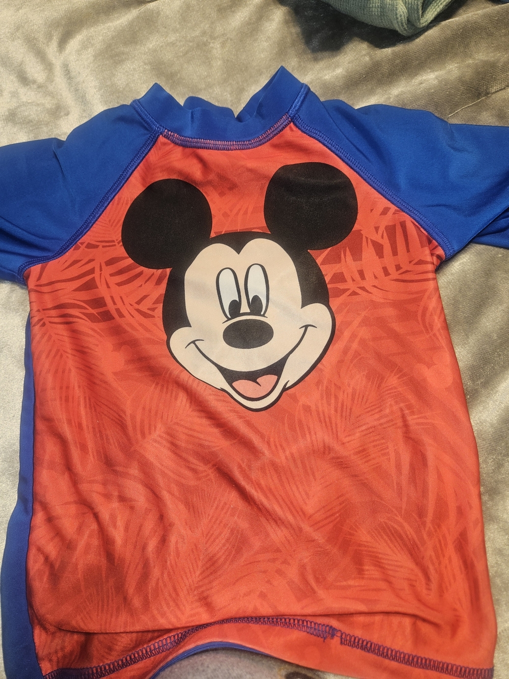 Disney Kids' Red and Blue Mickey Mouse Rash Guard Swim Shirt